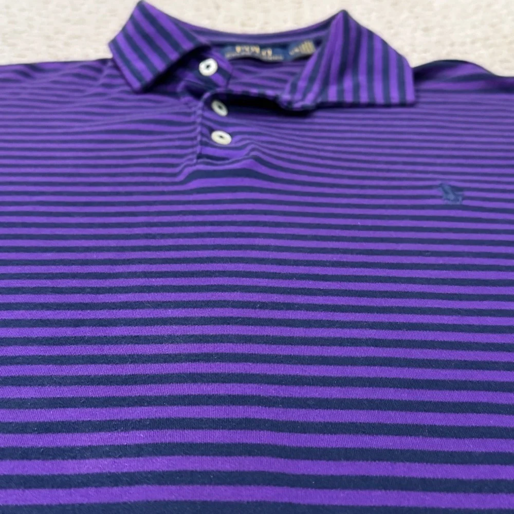 POLO Ralph Lauren Polo Mens Size L Classic Fit Purple Striped 100% Cotton Shirt
